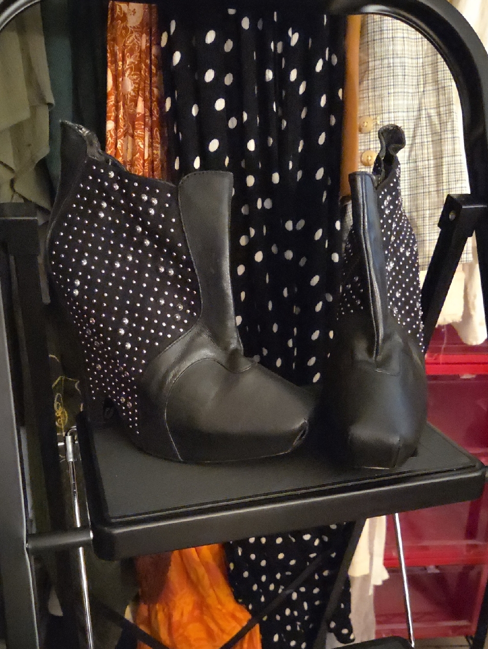 Sam Edelman Women’s Black Studded Wedge Ankle Boots